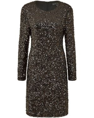 Yumi' Sequin Long Sleeve Bodycon Midi Dress - Black