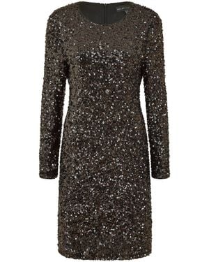 Yumi' Sequin Long Sleeve Bodycon Midi Dress - Black