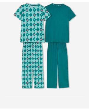 Simply Be Pretty Secrets Value Bright Bow Pajamas 2 Pack - Green
