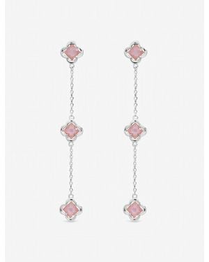 Inicio Vintage Rose Fine Triple Clover Drop Earrings - White