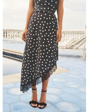 Lipsy Satin Asymmetric Midi Skirt - Black