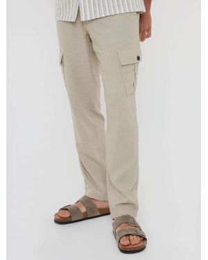 Threadbare Linen Blend Cargo Pants - Natural