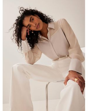 Mint Velvet Satin Long Sleeve Shirt - Natural