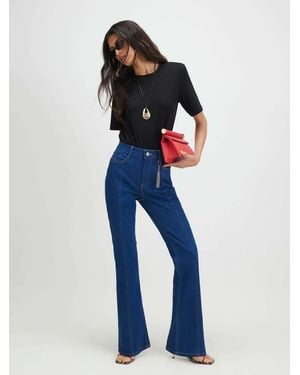 River Island High Rise Bootcut Jeans With Chain Charm - Blue