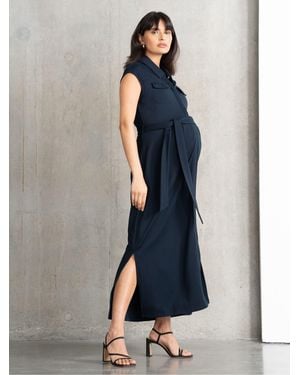 Seraphine Maternity Jersey Shirt Dress - Blue