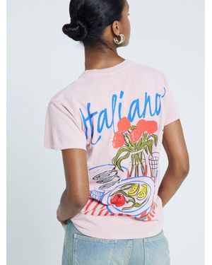 River Island Boyfriend Fit 100% Cotton Italiano Back Print T-Shirt - Rot