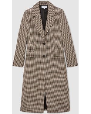 Reiss Karina Wool-Blend Check Single-Breasted Coat - Natural