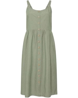 Yours Curve Cotton Blend Button Sundress - Green