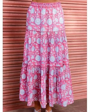 Aspiga Becks Cotton Block Print Skirt - Red