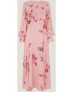 Monsoon Amber Floral Cape Maxi Dress - Pink