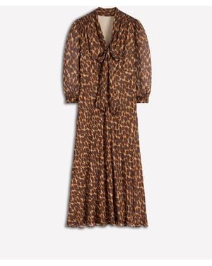 Boden Brooke Tie Neck Tea Dress - Brown