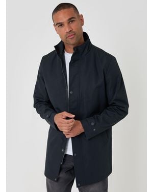 Threadbare Showerproof Funnel Neck Longline Jacket - Blue