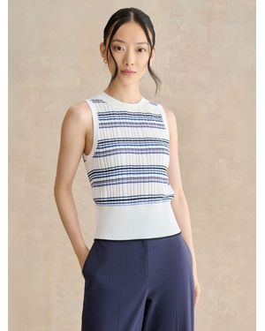 Hobbs Ivory Lowther Stripe Pointelle Knitted Tank - Blue