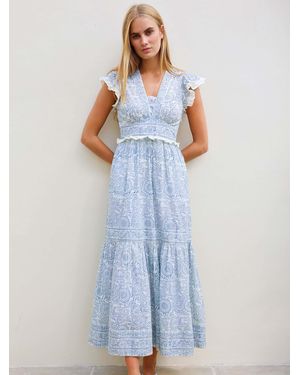 Aspiga Light Pippa Cotton Block Print Dress - Blue