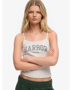 Superdry Athletic Essentials Graphic Print Cami Top - Gray