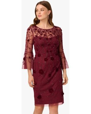 Adrianna Papell Bead Velvet Sheath Dress - Red