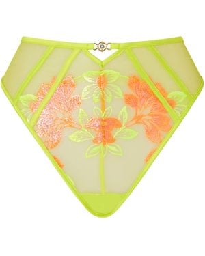 Ann Summers Ann Summers High Waist Paradise Glow Neon Floral Embroidery Knickers - Yellow