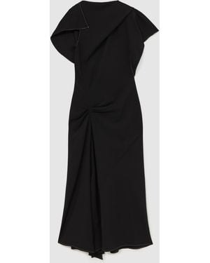 Reiss Asymmetric Draped Midi Dress - Black