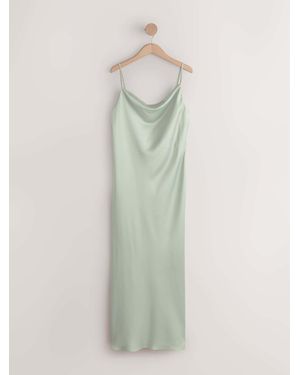Next Satin Cowl Neck Wedding Guest Bridesmaid Maxi Dress - Green