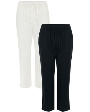 Threadbare 2 Pack Linen Blend Drawstring Pants - Black