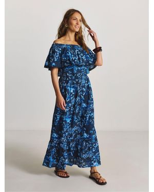 Figleaves Lisbon Floral-Maxi-Strandkleid - Blau