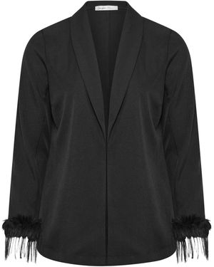 Yours Curve London Fur Trim Blazer - Black