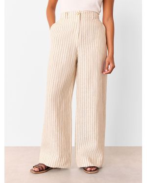 Whistles Petite Linen Stripe Trousers - Pink