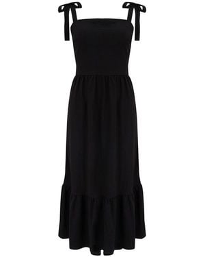 Pour Moi Laura Jersey Tie Strap Tiered Midi Dress - Black