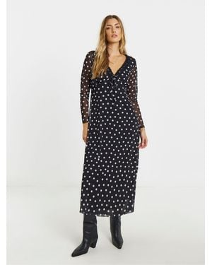 Simply Be Mesh Lace Trim Midi Dress - Blue