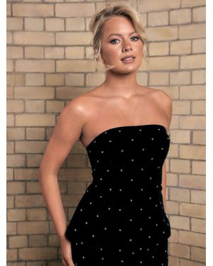 Next Velvet Embellished Bandeau Top - Black