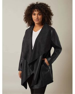 Evans Faux Leather Waterfall Jacket - Black
