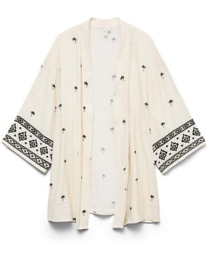 Vero Moda 3/4 Sleeve Open Kimono Sleeve Top - White