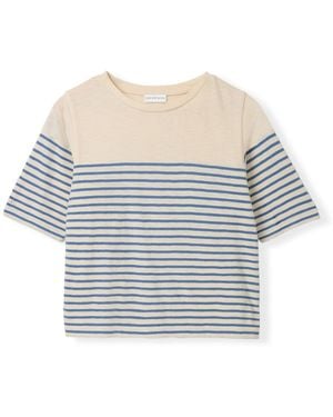 Celtic & Co. Modal Blend Striped Half Sleeve T-Shirt - Grey
