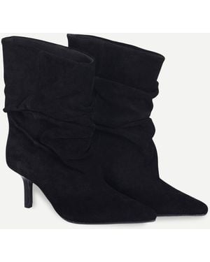 OFF THE HOOK Selene Suede Pointed Toe High Heel Ankle Boots - Black