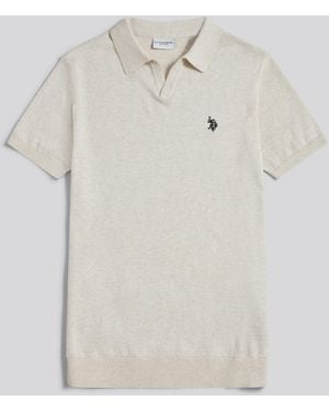 U.S. POLO ASSN. U. S. Polo Assn U. S. Polo Assn Combed Cotton Double Horsemen Revere Polo Shirt - Natural