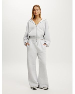 Cotton On Plush Tie Waist Wide Leg Sweatpants - White