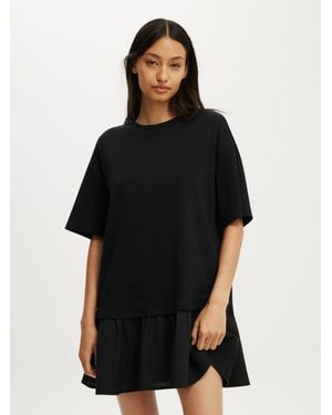 Cotton On Tilly Layered T-Shirt Dress - Schwarz