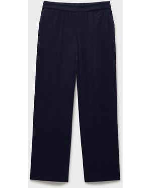 Crew Velvet Palazzo Trousers - Blue