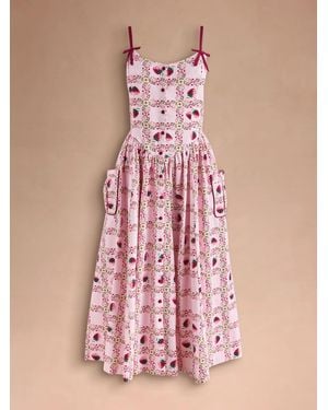 Cath Kidston Strappy Fitted Midi Dress - Pink