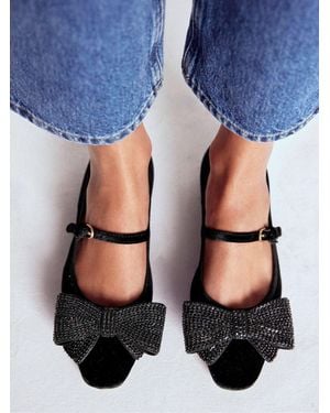 Boden Embellished Bow Mary Jane Flats - Blue