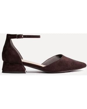 Linzi Wide Fit Dolly Low Block Court Heels - Blue