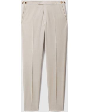 Reiss Stone Belmont Tailored Fit Textured Suit Pants With Wool - Natural