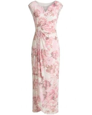 Gina Bacconi Lora Floral Jersey Diamante Trim Maxi Dress - Pink