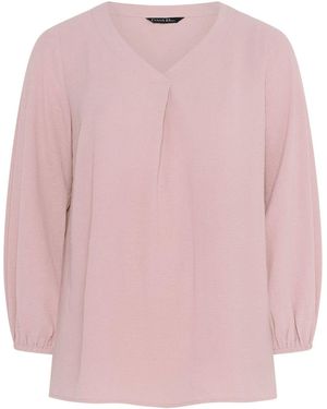 Evans Balloon Sleeve Pleated Swing Top - Pink