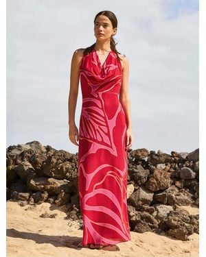 Ro & Zo Petite Emilia Floral Halter Neck Dress - Red