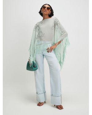 River Island Beaded Tassel Cape Poncho - Green