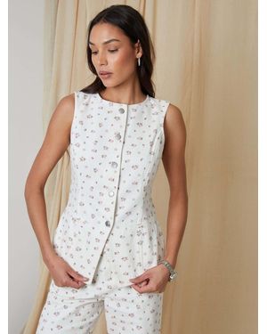 Threadbare Denim Waistcoat - White