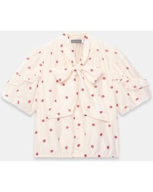 Mint Velvet Polka Dot Blouse - Natural