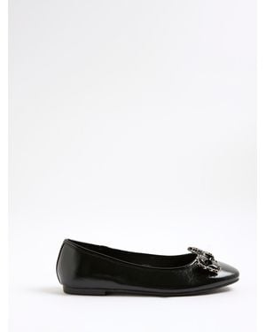 River Island Chain Bow Ballet Pumps - White