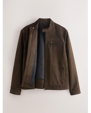 Next Faux Suede Racer Jacket - Black